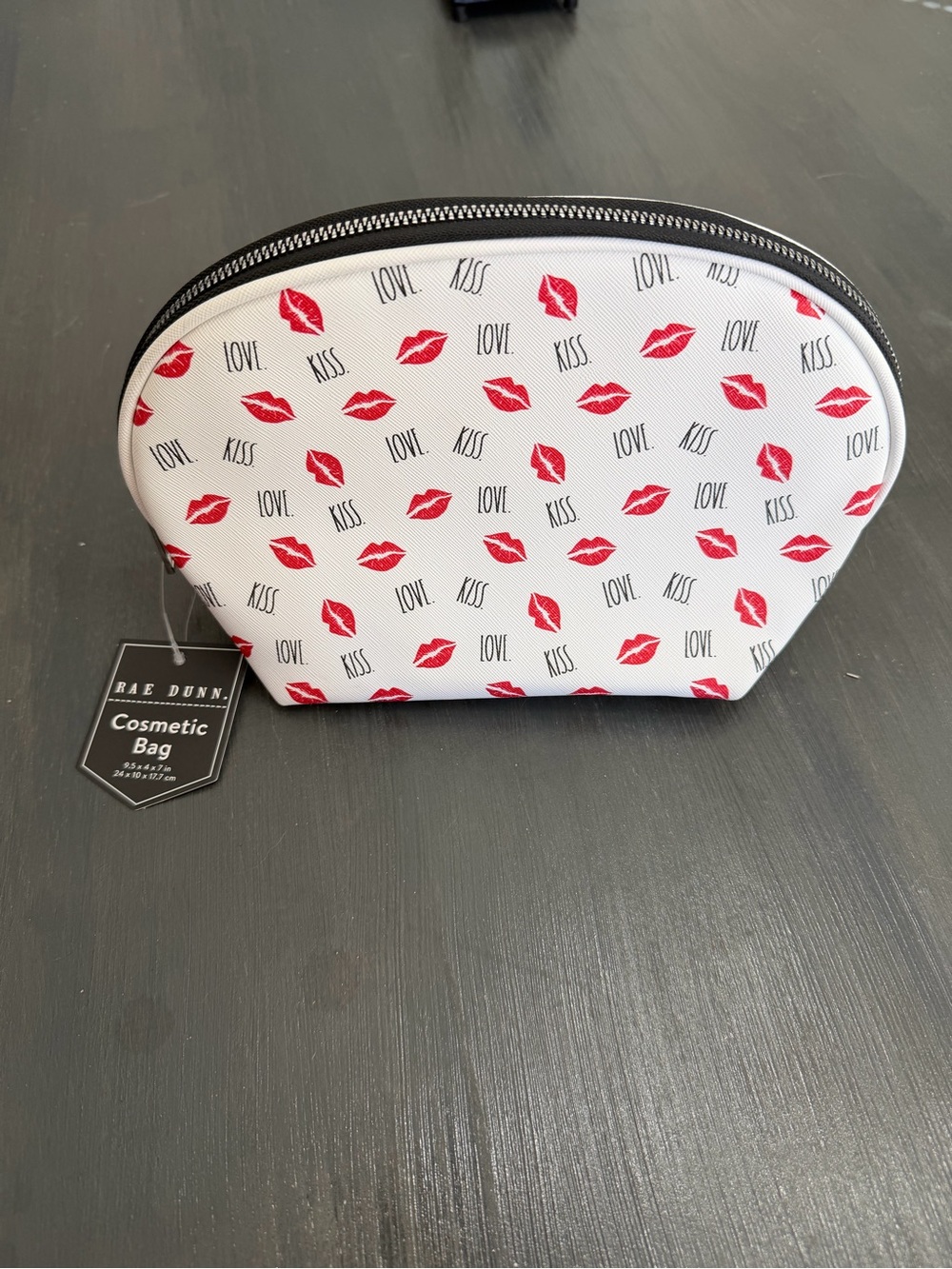 NWT Rae Dunn LOVE KISS Red Lips Cosmetic Makeup Bag
